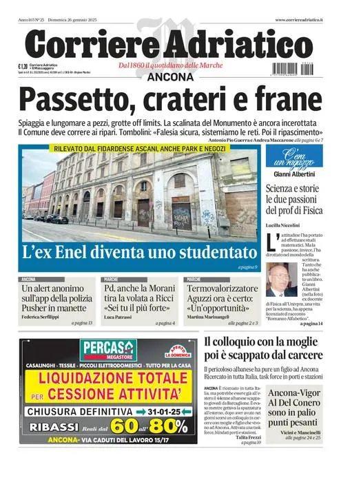 Prima-pagina-corriere adriatico-edizione-di-oggi-26-01-2025